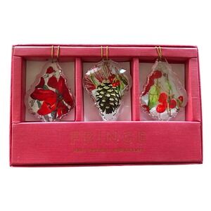 Fringe Studio Crystal Ornaments Botanical 3pc Set Christmas Winter Excellent Art